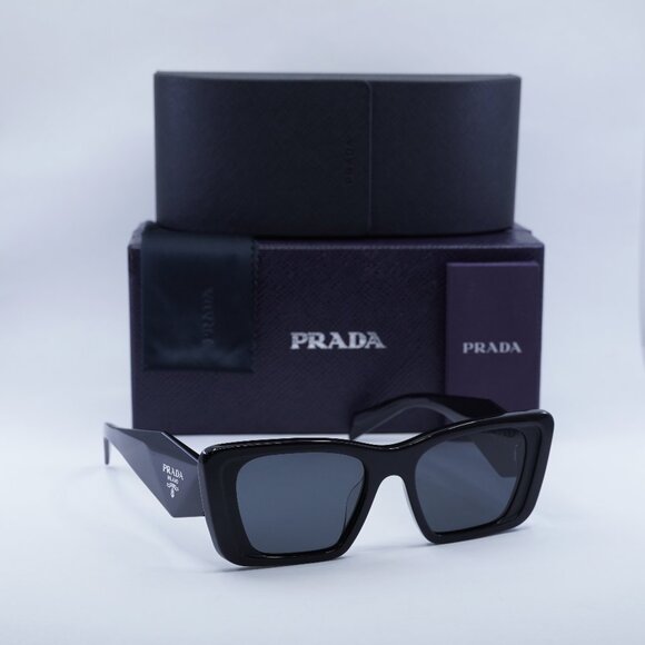 Final Price! Prada PR08YSF 1AB5S0 Black/Dark Grey Sunglasses - Picture 1 of 11